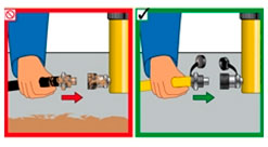 Перед скреплением обе части шланговых соединений должны быть очищены. 